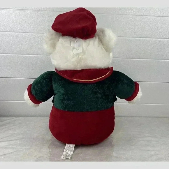 Vintage Plush Bear White With Green Jacket Red Pants Satin - Picture 2 of 8